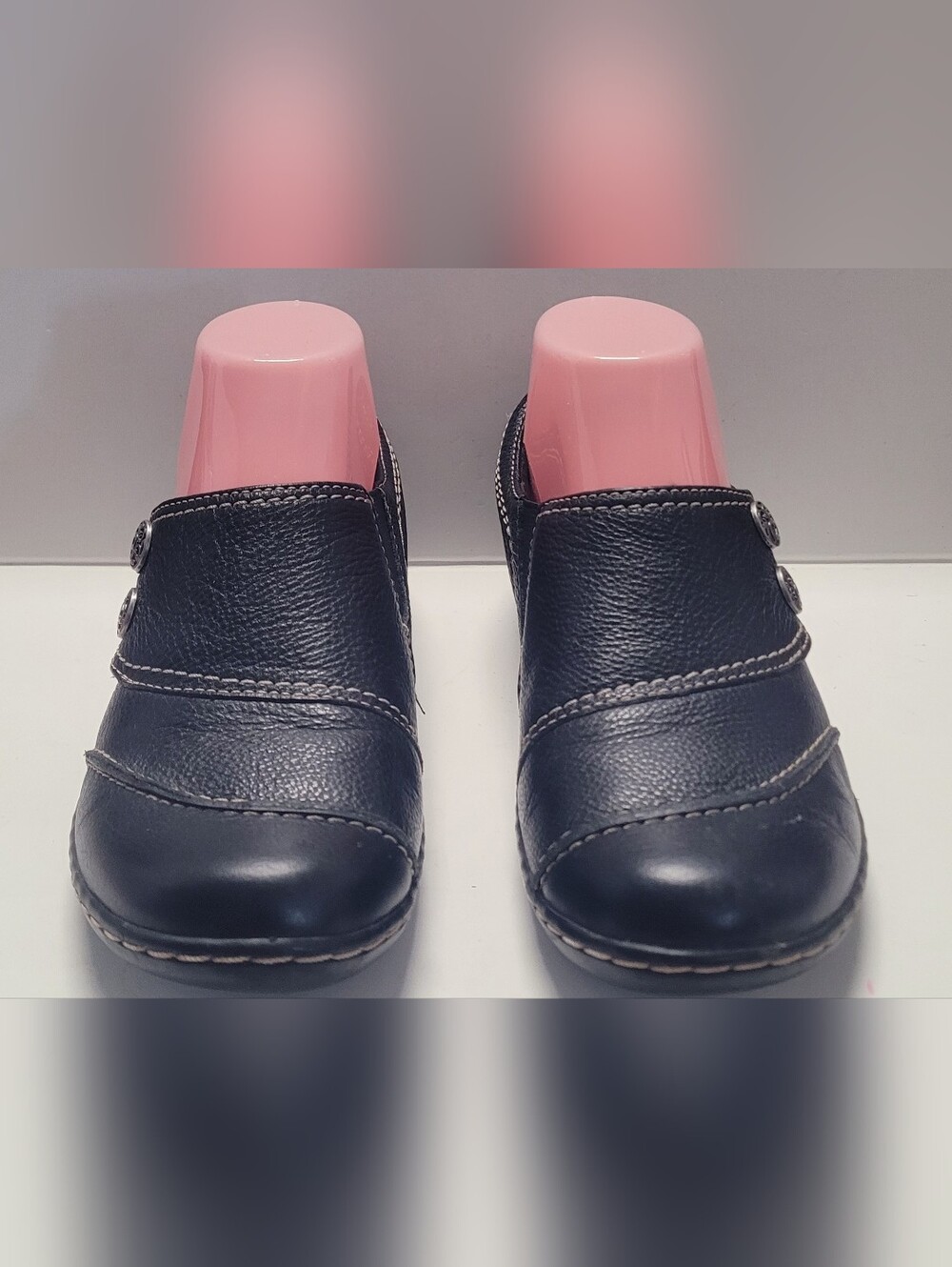 Clarks Black Leather Slip-On Women's Shoes